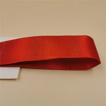 

N1188 38MM X 25yards Woven lurex metallic ombre gold purl wired red ribbon