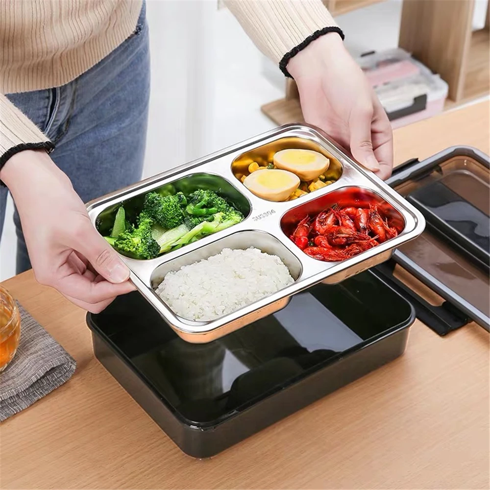 Stainless Steel 304 Lunch Box Large-capacity Portable Bento Box  Food Containers For Picnic Office School (2)