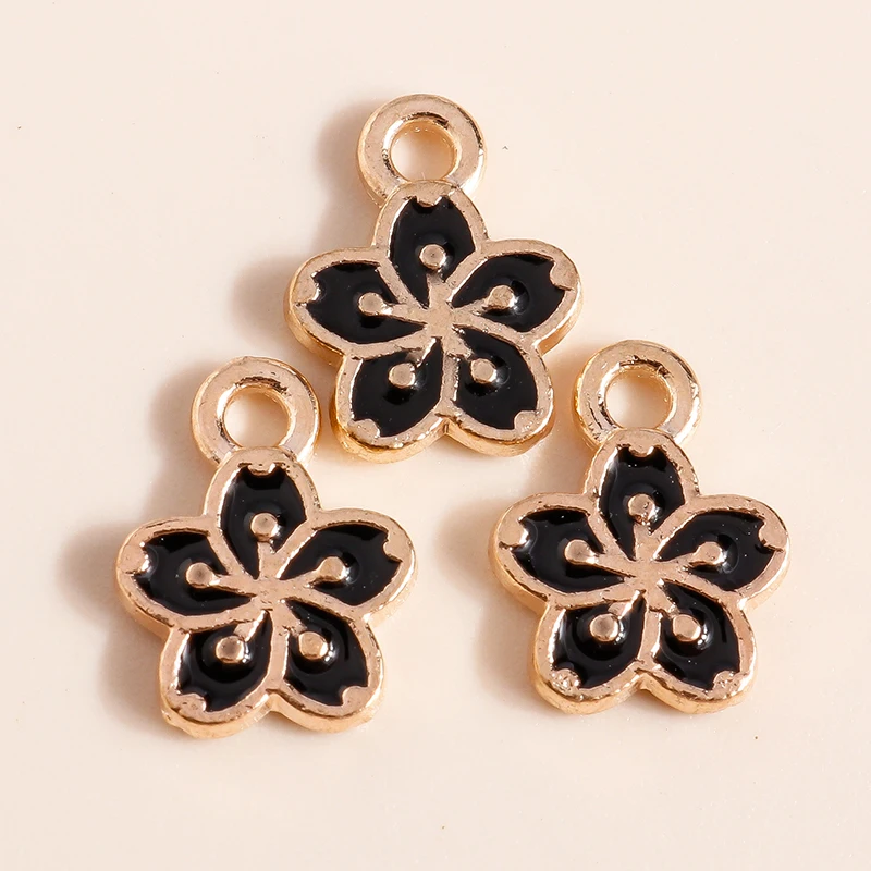 10pcs Cute Enamel Sakaru Daisy Flowers Charms Pendants for Necklace Bracelet Earring DIY Jewelry Making Accessories Findings