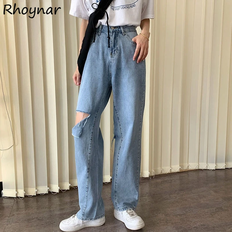 

Jeans Women Spring Design Hole Female Clothing Aesthetic Tender Popular Vintage Stylish Pockets Streetwear New Arrival Preppy