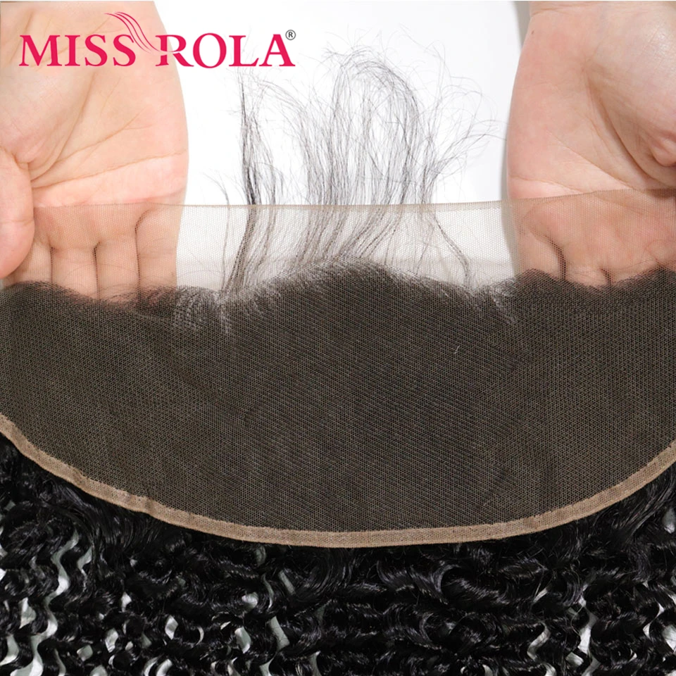 Miss Rola 13x4 Lace Frontal Ear To Ear Kinky Curly Hair Natural Color Brazilian Human Hair Straight Lace Frontal Closure Remy