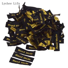 Lychee Life 100 шт./лот золотой цвет моющаяся тканая Этикетка одежда бирки для Швейное Ремесло «сделай сам»