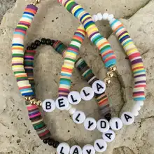 G. YCX Радуга виниловый диск Сердце бисером пара браслет личность пользовательское имя белые буквы бусины Дружба золото племенной ювелирные изделия