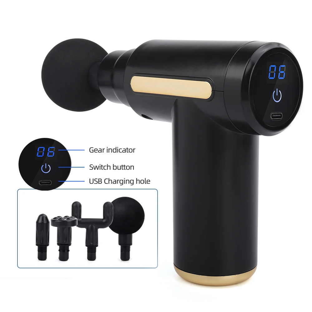 Mini Deep Tissue Muscle Massage Gun Body Shoulder Back Neck Massager LCD Touch Display Relaxation Slimming Shaping Body Massager