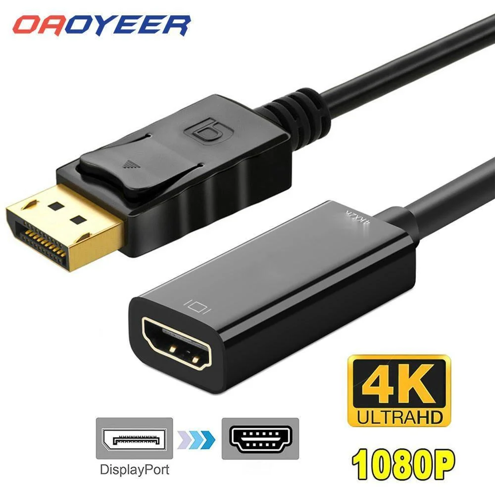 Buen trato Adaptador DisplayPort a puerto de visualización, convertidor de macho a hembra, 1080P, 4K, DP a HDMI, adaptador de Cable para HDTVPC, DELL, portátil YDwpealybNX