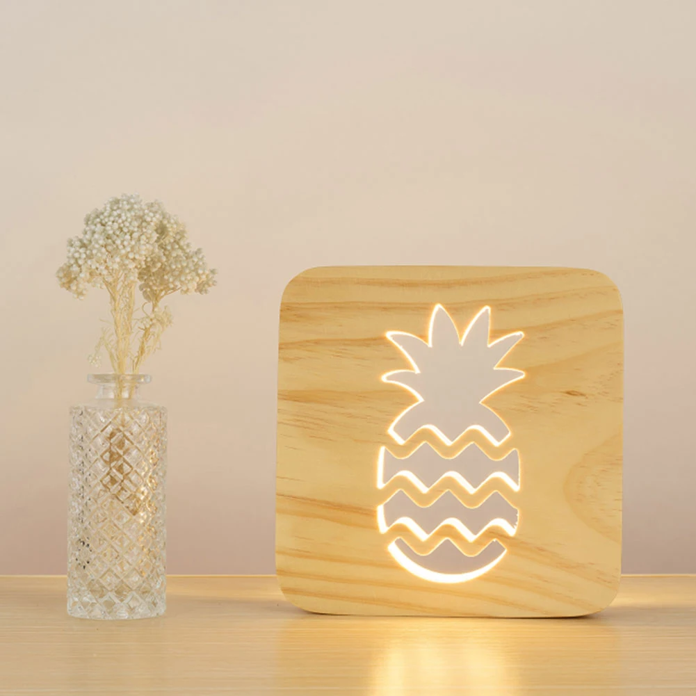 40# функциональный тонкий ручной ананас светодиодный прикроватный ночник USB Перезаряжаемый деревянный Настольный светильник домашний декор
