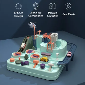 

Education Railcar Toy Eco-Friendly Baby Adventure Toy Car Macaron Color Table Games Boy and Girl Puzzle Toys