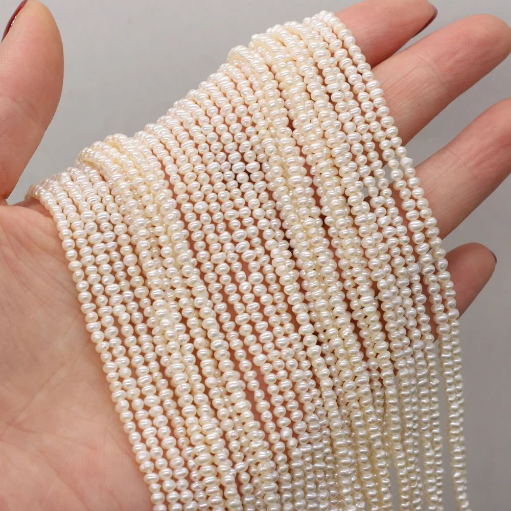 High Quality 100% Natural Freshwater Pearl Potato Shape Beads White Purple for Jewelry Making Bracelet Necklace Size 2-2.5mm