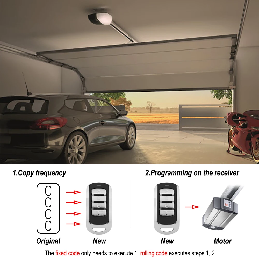 electric door lock with remote Newest Multi Frequency Remote Control 280-900MHz Variable Code Command 4 in 1 Garage Door Opener IPX6 Waterproof Gate Control digital door lock