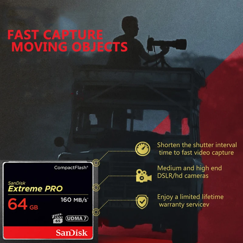 Sandisk CF карта 32 Гб 64 128 ГБ 256 памяти Extreme PRO UDMA7 160 МБ/с./с компактный флеш накопитель
