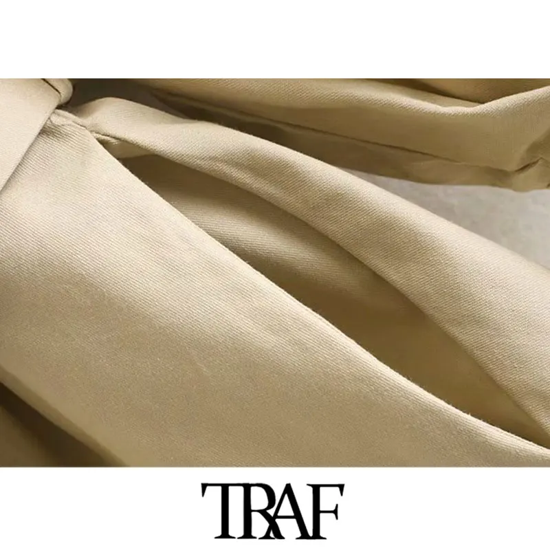 TRAF, женское винтажное элегантное офисное платье с поясом, мини-платье, модный галстук-бабочка, рукав три четверти, женские платья, vestidos mujer