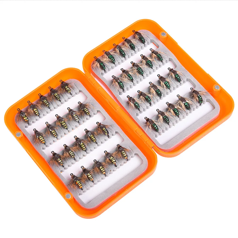 40 шт. Летающий рыболовный крючок Bionic Fly из высокоуглеродистой стали рыболовный крючок ручной привязанный пресноводный поток приманка для рыбалки с коробкой