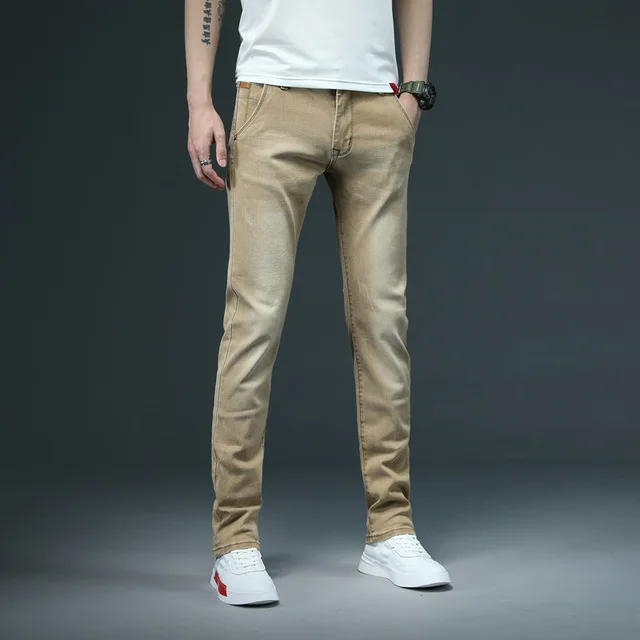 7 Color Men Stretch Skinny Jeans Fashion Casual Slim Fit Denim Trousers Male blue Green Black  Khaki White Pants Male Brand tapered fit jeans Jeans