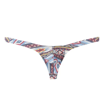 

Men's Sexy Low Rise Retro Print Pouch Thong Briefs T-Back G-strings Underpants Skin-friendly Breathable Men's Thong