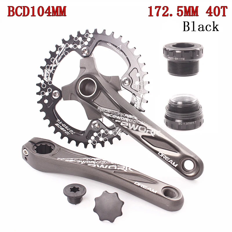 SMLLOW велосипедный Кривошип 104BCD MTB велосипедный шатун из алюминиевого сплава с нижней велосипедной шатуной 172,5 мм 40T 42T 44T 50T 52T пластина - Цвет: 172.5 40T Black