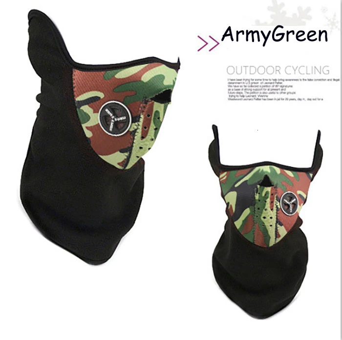 Army Green Горячая Шерстяная кепка, воротник, Зимние виды спорта теплый, лыжный велосипедный шлем, камуфляжная маска для езды на мотоцикле рот лицевой щит байкер - Цвет: Army Green