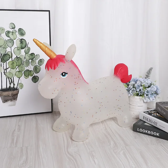 Doki Toy 55cm Baby Jumping Horse Inflatable Ride on Animal Toys Children Cute Unicorn Bouncy Sports Games Toys for Kids 2021 5