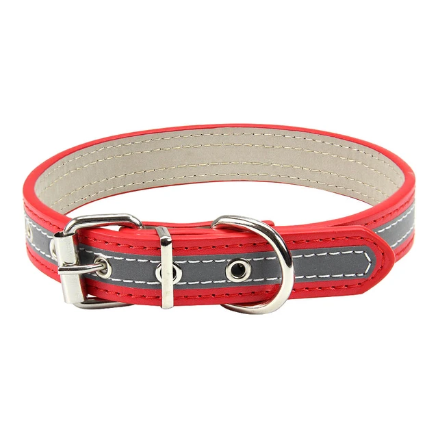 S-XXL Dog Collar Reflective Night Safety Puppy Neck Strap Metal tail hole Collars for Small Medium Large Dog Pet Product 6Colors Red Pet Collar