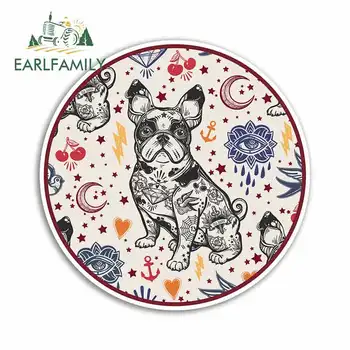 

EARLFAMILY 13cm x 13cm French Bulldog Tattoo Car Stickers And Decals Fashion Occlusion Scratch VAN Decoration Waterproof