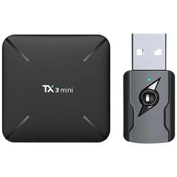 

TX3 Mini TV Box Android 8.1 TV Box EU Plug with 4 in 1 USB Bluetooth 5.0 Wireless Receiver 3.5mm AUx o Adapter