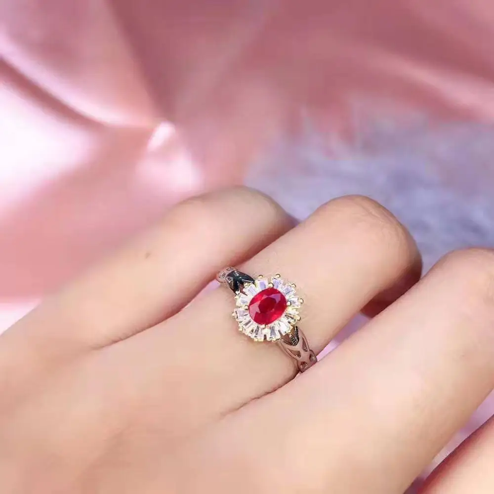 Jewelry set Natural Ruby Necklace Ring sets Women Jewelry