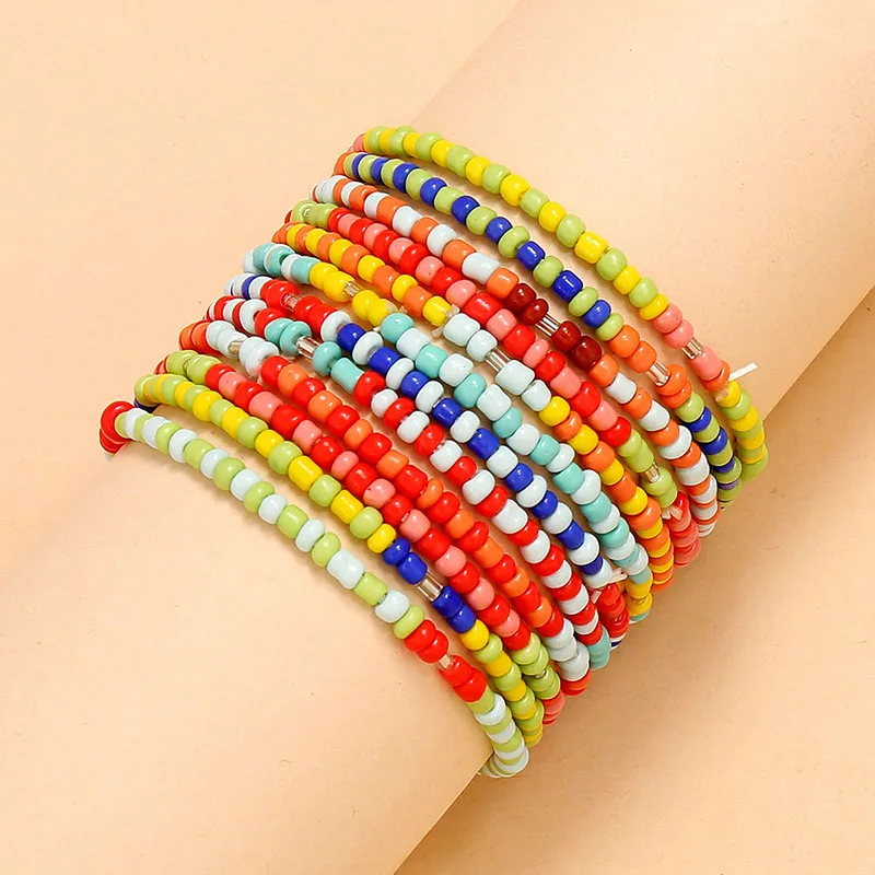 12pcs/set Handmade Colorful Beads Bracelets for Women Colorful Ethnic Africa Beads Bracelets Set Boho Braclets Accessories Girls stone bead bracelet beaded bracelet