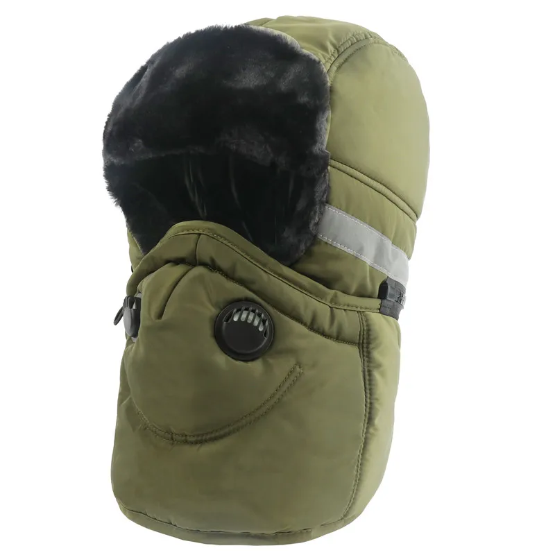 Army Green Зимние теплые шапки-ушанки, шарф для мужчин и женщин, русский Охотник теплая шапка, кавалер, ушанка, лыжная шапка для снежной погоды, шапка с маской Fack - Цвет: Army Green