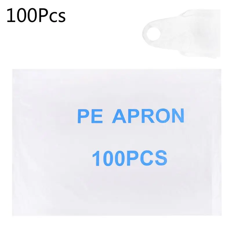 

100pcs Disposable Aprons Plastic Transparent Cleaner Sanitary Tattoo Apron