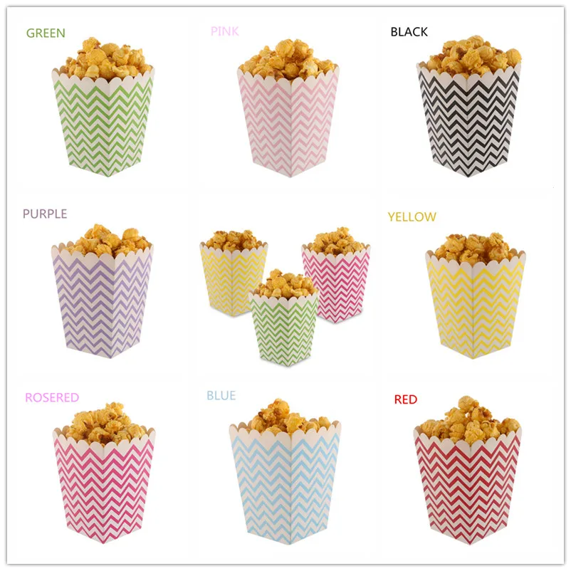 12pcs Pink Blue Stripe Wave Dot Paper Popcorn Boxes Bag Birthday Party decorations kids baby shower boy Girl party supplies Hot