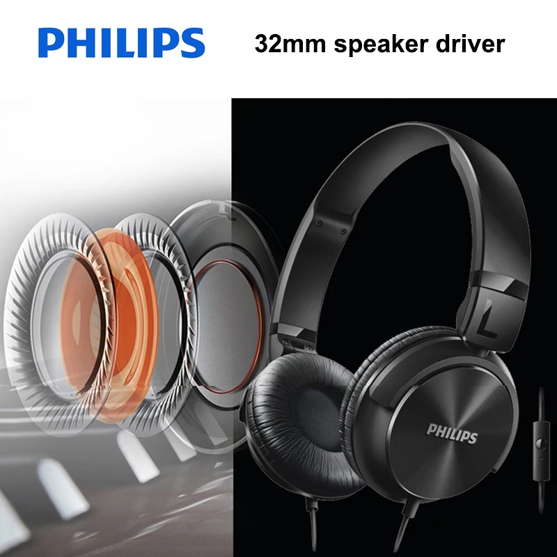 Philips SHL3065 проводные наушники с микрофоном шумоподавление провод управление оголовье дизайн для Xiaomi huawei официальный тест
