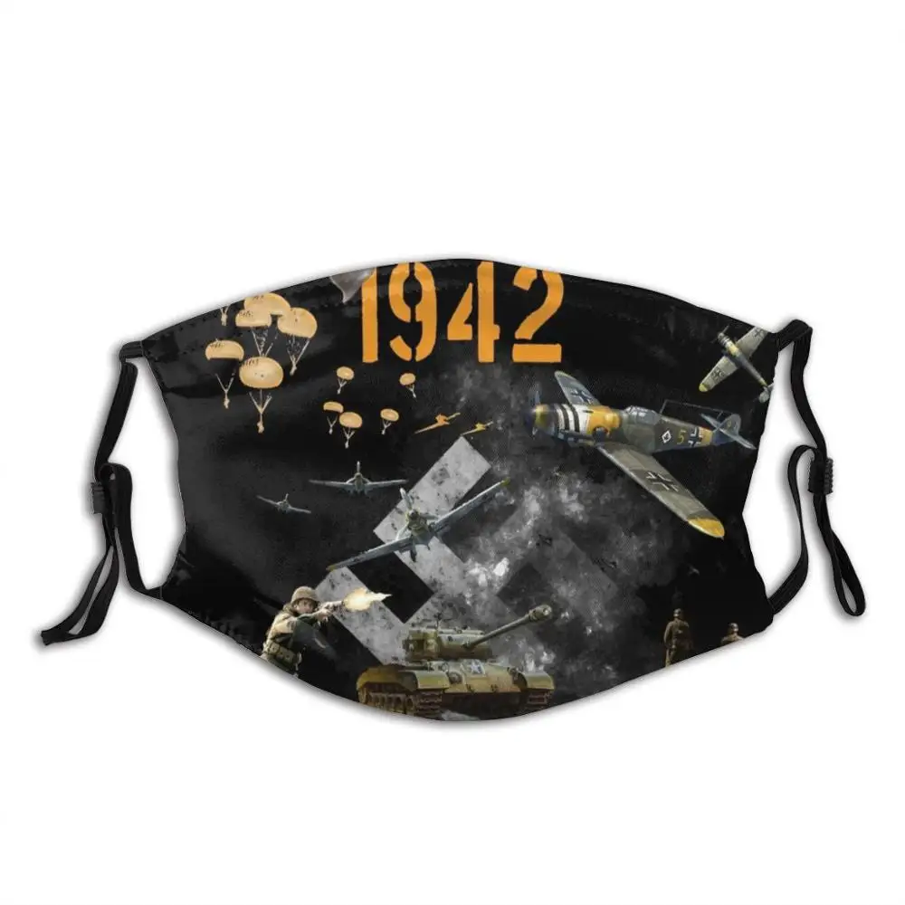 1942 блоки 2-ой мировой войны Забавный принт многоразовые Pm2.5 фильтр маска для лица