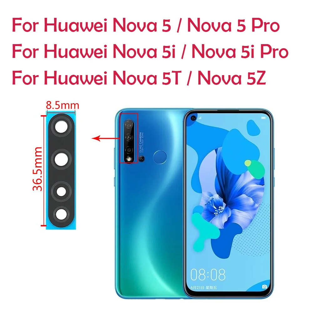Стеклянный объектив задней камеры 10 шт./лот для Huawei Nova 3 3i 4 4e 5i 5 5T 5Z 6 SE 7 Pro стекло с