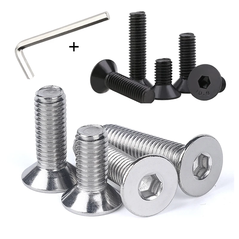 

5-50pcs Allen Key Head Din7991 M2 M2.5 M3 M4 M5 M6 M8 Stainless Steel 304 Or Black Hex Socket Flat Countersunk Head Screw
