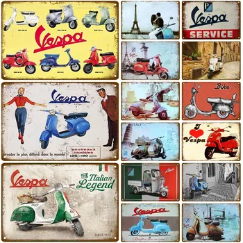 

Vespa Retro Pub Bar Decoration Tin Sign Shabby Chic Home Decor Plaque Metal Sign Wall Poster Vintage Decor Art Vintage Style