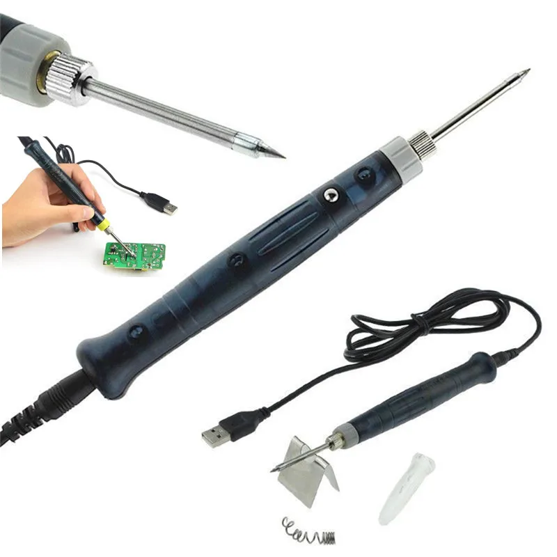 Portable USB Soldering Iron Pen 5V 8W Mini Tip Button Switch Electric Powered Soldering Station Welding Equipment Tools