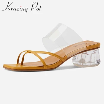 

Krazing pot flip-flop crystal med heel high street fashion summer brand shoes French romantic young lady daily sandals women L63