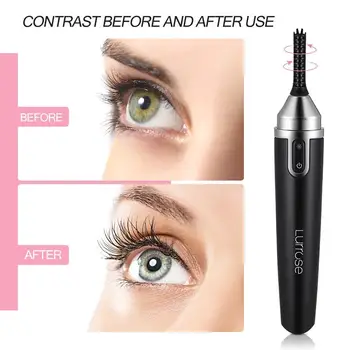 

1PC Portable Mini Electric Long Lasting Heated 360 Degree Spin Eye Lashes Eyelash Curler USB Rechargeable Black