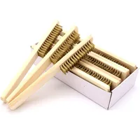 1pcs Wood Handle Brass Wire Copper Brush for Industrial Devices Surface/Inner Polishing Grinding Cleaning 6x16 Row Brushes 1