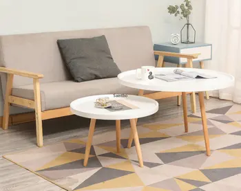 

New living room solid wood creative coffee table manufacturer wholesale sofa balcony coffee table European leisure round table
