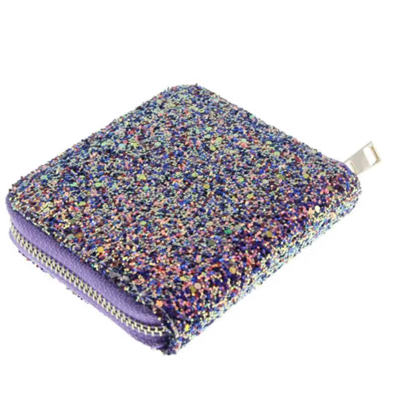 

Small Glitter Wallet for Women Girls Mini Coin Purse Pouch Case with Key Ring X5XA
