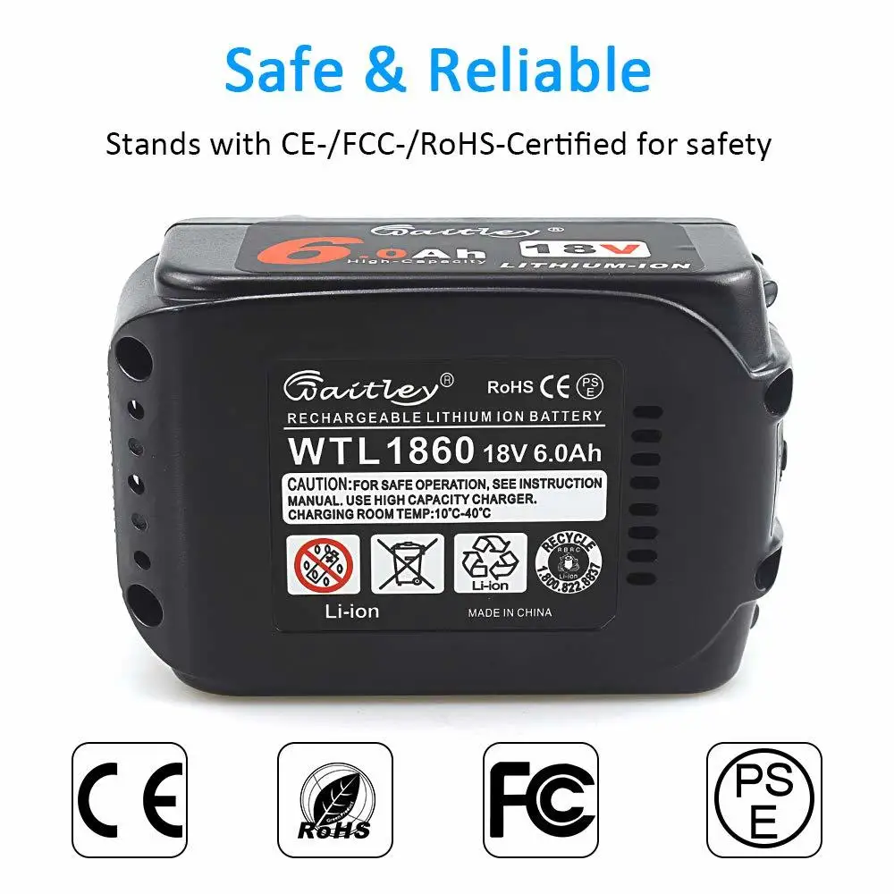 Najtaniej Waitley akumulator litowo jonowy bateria do narzędzi makita 18V 6000mAh 6.0Ah elektronarzędzia z LED wymiana LXT BL1860B BL1860 BL1850 6A