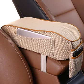 

Car Armrest Pillow Memory Foam Cushion Center Console Pad with Phone Holder Storage Bag Universal For Auto