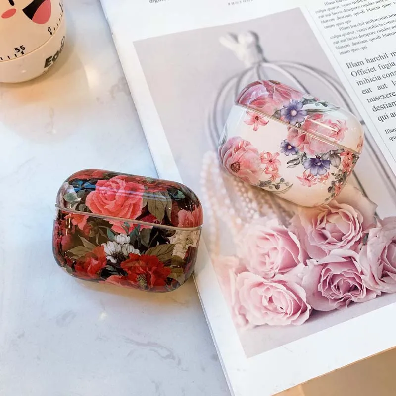 Чехол для наушников для Airpods Pro, жесткий чехол из поликарбоната, Ретро стиль, цветочный чехол, зарядная коробка, оболочка для AirPods 3, защитная крышка