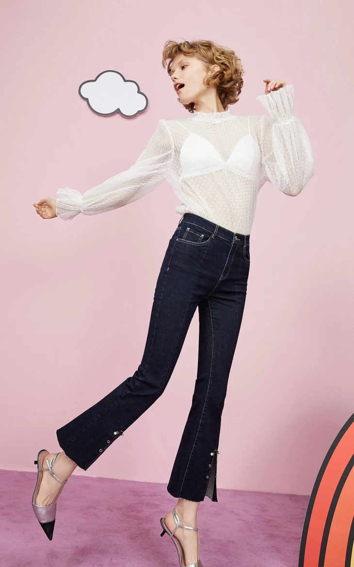 Vero Moda женские расклешенные джинсы с высокой посадкой и эффектом потертости | 319349547