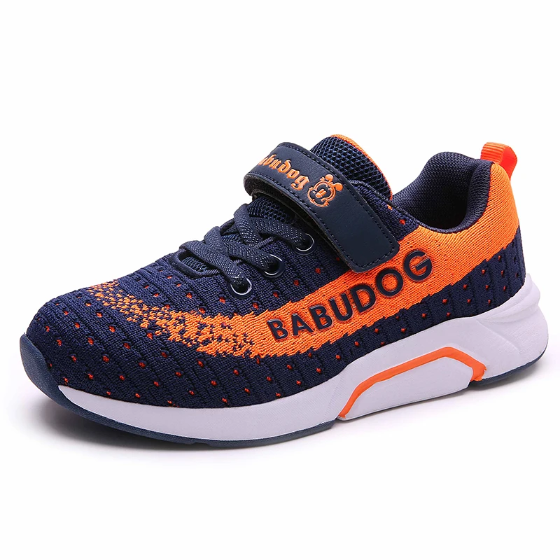 BABUDOG Kids Sneakers Big Boy Shoes Fly Knitting Boys And Girls Sports Shoes No Slip Girls Running Sneakers Footwear 28-39 - Цвет: dark blue