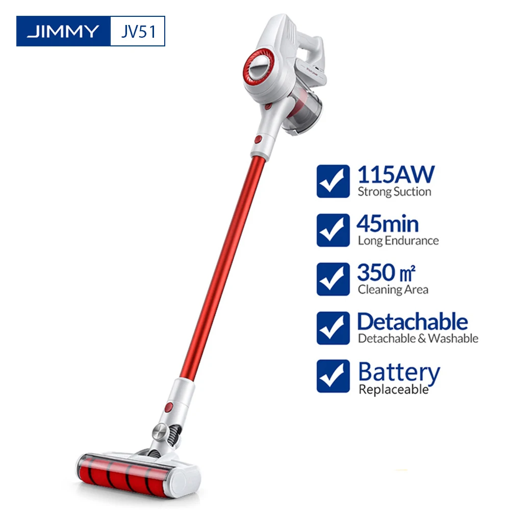 Портативный беспроводной пылесос JIMMY JV51 с ручкой для удаления клещей Мощное