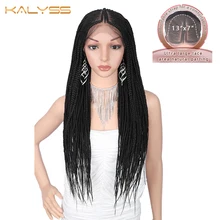 Kanyss, 29 дюймов, 13x7, плетеные парики, синтетические кружева спереди, фулани, корнроу, коробка, оплетка, парики для черных женщин, фронтальный, твист, Плетеный парик