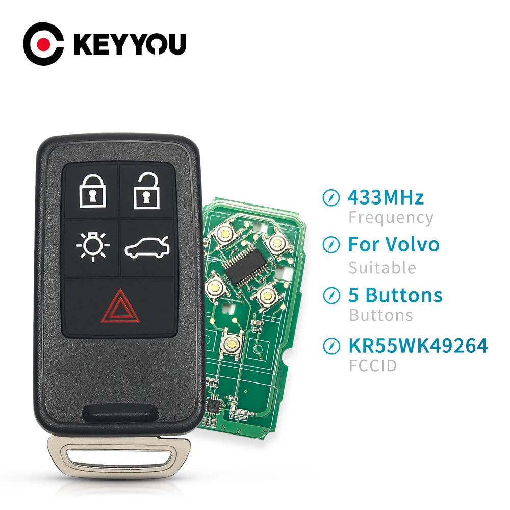 KEYYOU KR55WK49264 умный дистанционный Автомобильный ключ для Volvo XC60 S60 S60L V40 V60 S80 XC70 KYDZ 5