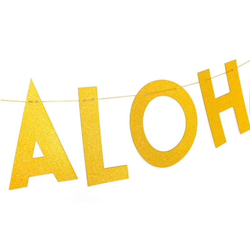 Aloha декорации в стиле Гавайской вечеринки подержанные товары Luau золотые блестки Aloha баннер для Гавайских пляжных вечерние блага