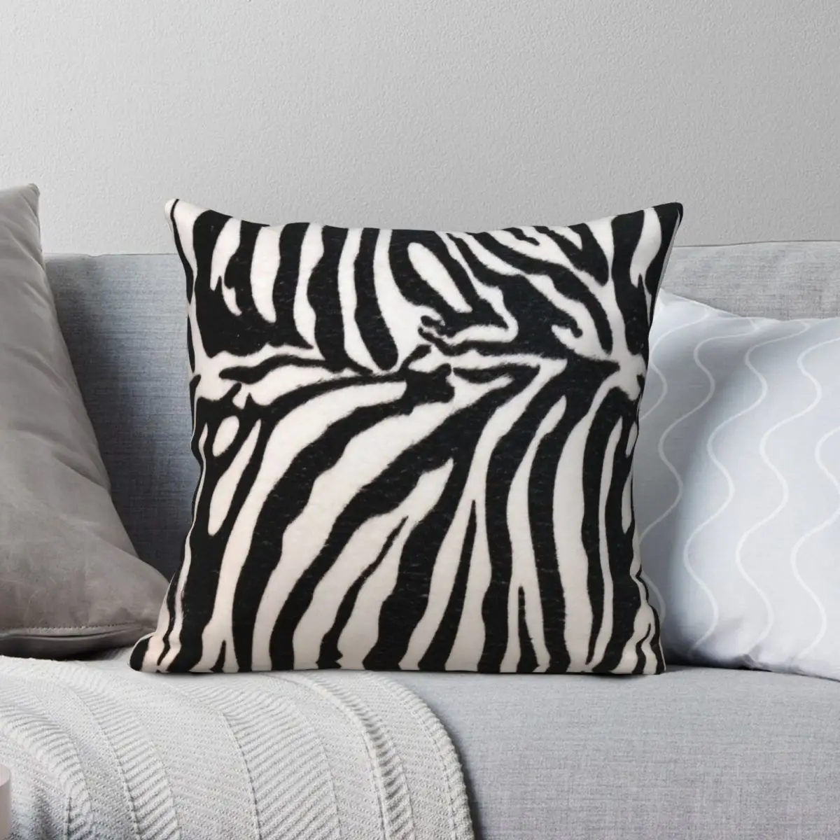 Zebra Stripes Square Pillowcase Polyester Linen Velvet Pattern Zip Decor Pillow Case Room Cushion | Дом и сад